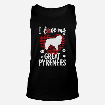 I Love My Great Pyrenees Valentine Dog Unisex Tank Top - Monsterry
