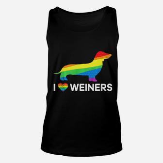 I Love Weiners Dachshund Lgbt Gay Lesbian Pride Unisex Tank Top - Monsterry UK