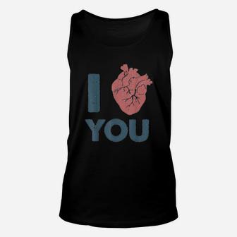 I Love You Anatomical Human Heart Unisex Tank Top | Crazezy