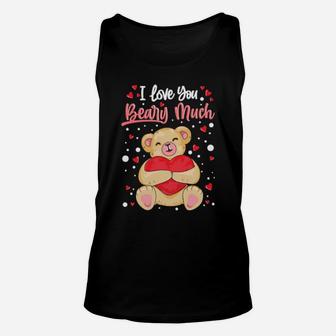 I Love You Beary Much Valentine's Day Hearts Unisex Tank Top - Monsterry DE