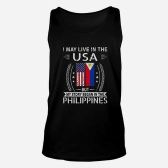 I May Live In The Usa The Philippines Flag Unisex Tank Top | Crazezy