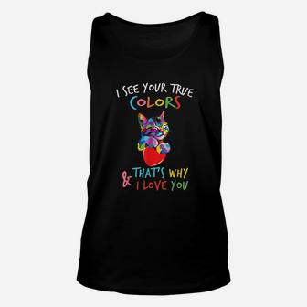 I See Your True Colors Cat Heart Unisex Tank Top | Crazezy