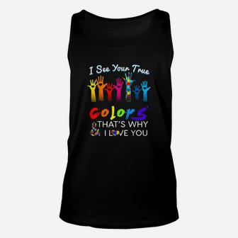 I See Your True Colors Hands Autism Awareness Autism Unisex Tank Top - Monsterry UK