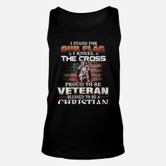 I Stand For Our Flag I Kneel For The Cross Proud Templar Unisex Tank Top - Monsterry