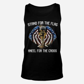 I Stand For The Flag And Kneel For The Cross Usa Flag Unisex Tank Top - Monsterry CA