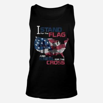 I Stand For The Flag Kneels The Cross American Veteran Tee Unisex Tank Top | Crazezy