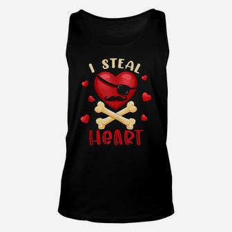 I Steal Heart Valentines Day Heart Pirate Shirt Unisex Tank Top - Monsterry