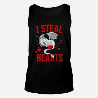 I Steal Hearts Valentines Day Cute Dragon Unisex Tank Top - Monsterry AU