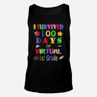 I Survived 100 Days Of Virtual 1St Grade Students - Teachers Unisex Tank Top | Crazezy