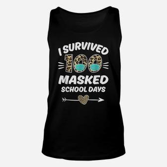 I Survived 100 Masked School Days Funny 100Th Day Of School Unisex Tank Top | Crazezy DE