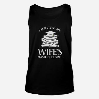 I Survived My Wife Masters Degree Graduation Book Lovers Unisex Tank Top | Crazezy DE