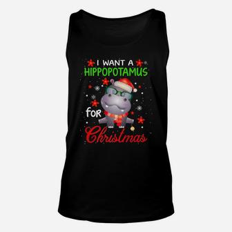 I Want A Hippopotamus For Christmas Funny Hippo Gifts Women Unisex Tank Top | Crazezy