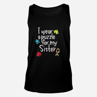 I Wear A Puzzle For My Sister Unisex Tank Top | Crazezy