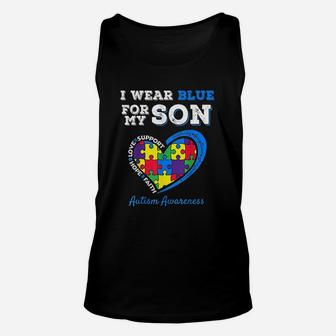 I Wear Blue For My Son Autism Awareness Unisex Tank Top | Crazezy CA