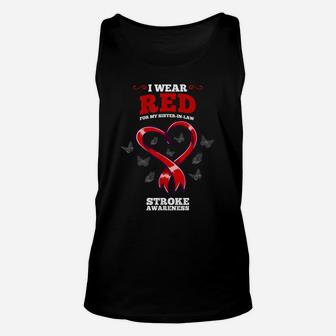 I Wear Red For My Sister In Law Stroke Awareness Unisex Tank Top | Crazezy DE