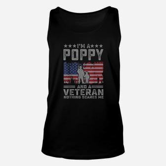 Im A Poppi And A Veteran Nothing Scares Me Funny Dad Gifts Unisex Tank Top | Crazezy AU