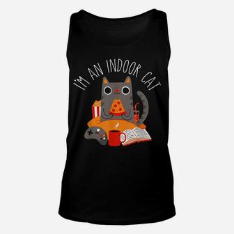 I'm An Indoor Cat Funny Reading Coffee Gaming Cat Person Tee Unisex Tank Top | Crazezy