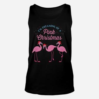 I'm Dreaming Of A Pink Christmas Flamingo Santa Tropical Unisex Tank Top | Crazezy DE