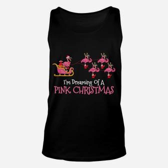 I'm Dreaming Of A Pink Christmas - Pink Flamingo Santa Unisex Tank Top | Crazezy DE