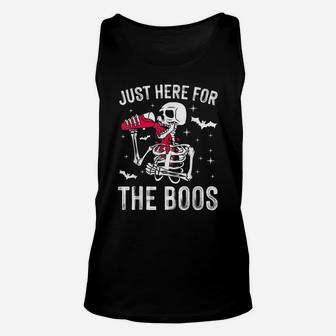 I'm Just Here For The Boos Funny Skeleton Drinking Wine Unisex Tank Top | Crazezy AU