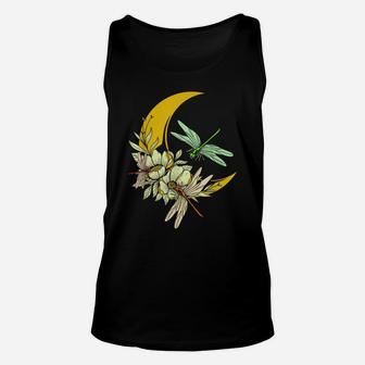 Insect Lovers Aesthetic For Women Flower Moon Dragonflies Unisex Tank Top | Crazezy AU