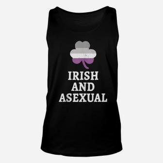 Irish And Asexual St Patrick's Day Lgbtq Pride Flag Shamrock Unisex Tank Top - Monsterry