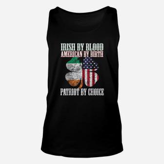 Irish By Blood American By Birth Patriot By Choice Shamrock Unisex Tank Top - Monsterry