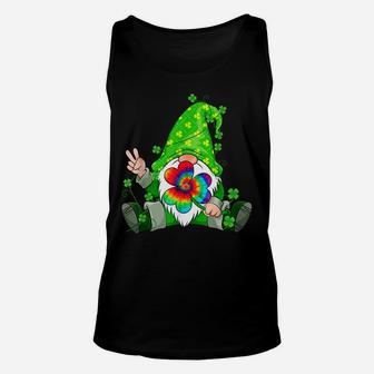 Irish Hippie Gnome Holding Clover Tie Dye Shamrock Peace Unisex Tank Top | Crazezy