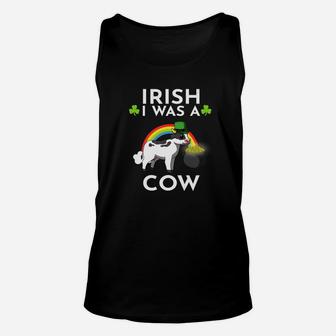 Irish I Was A Cow Leprechaun St Patricks Day Lucky Unisex Tank Top - Thegiftio UK