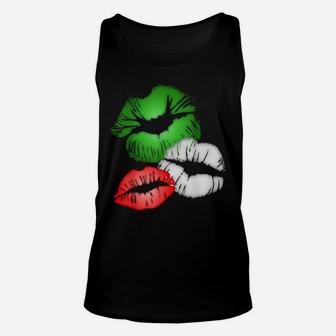 Italian Flag Colors Kissing Lips Unisex Tank Top | Crazezy UK