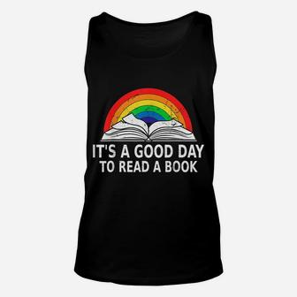 It's A Good Day To Read A Book Reading Lovers Retro Rainbow Unisex Tank Top | Crazezy
