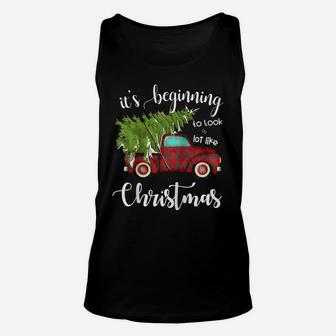 Its Beginning To Look A Lot Like Christmas Vintage Truck Raglan Baseball Tee Unisex Tank Top | Crazezy DE