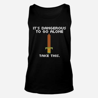 Its Dangerous To Go Alone Take This 8 Bit Gaming Black Unisex Tank Top | Crazezy DE