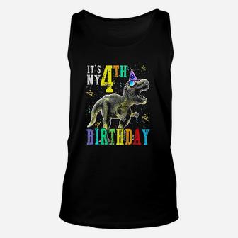 Its My 4Th Birthday Happy 4 Year Dinosaur Unisex Tank Top | Crazezy CA