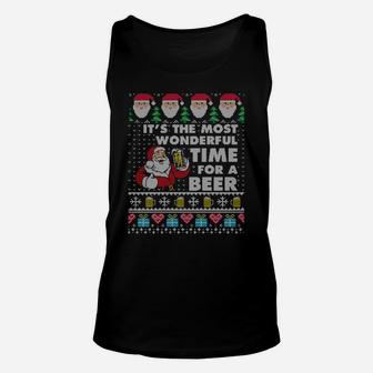 It's The Most Wonderful Beer Time Christmas Ugly Sweater Sweatshirt Unisex Tank Top | Crazezy DE
