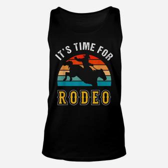 It's Time For Rodeo Retro Vintage Sunset Unisex Tank Top | Crazezy CA