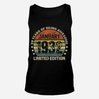January 1932 89Th Birthday Gift 89 Years Of Being Awesome Unisex Tank Top | Crazezy