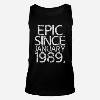 January 1989 | 30 Year Old Birthday Celebration Shirt Gift Unisex Tank Top | Crazezy