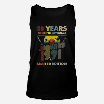 January 1991 Vintage Retro 30 Years Old 30Th Birthday Gift Unisex Tank Top | Crazezy DE
