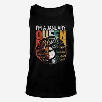 January Birthday Shirts Gift For Women - Black African Queen Unisex Tank Top | Crazezy