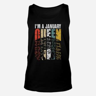 January Queen Black American Melanin January Birthday Gift Unisex Tank Top | Crazezy