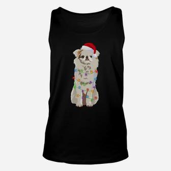 Japanese Chin Christmas Lights Xmas Dog Lover Santa Hat Sweatshirt Unisex Tank Top | Crazezy CA