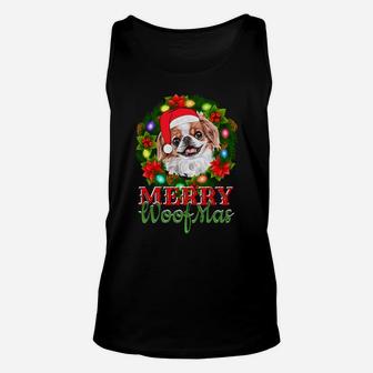Japanese Chin Christmas Merry Woofmas Dog Lover Gift Sweatshirt Unisex Tank Top | Crazezy CA