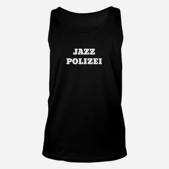 Jazz Polizei Schwarzes Unisex TankTop, Aufdruck Tee für Musikfans - Seseable