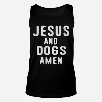 Jesus And Dogs Amen Unisex Tank Top - Monsterry