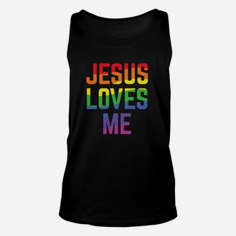 Jesus Loves Me Christian Pride Parade Unisex Tank Top - Thegiftio UK