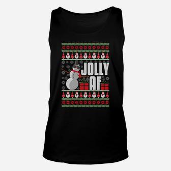 Jolly Af Ugly Christmas Funny Holiday Xmas Snowman Gag Gift Unisex Tank Top | Crazezy UK