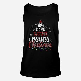 Joy Hope Love Peace Christmas Buffalo Plaid Christmas Pajama Unisex Tank Top | Crazezy UK