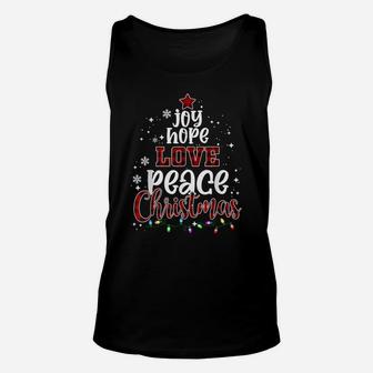 Joy Hope Love Peace Christmas Buffalo Plaid Christmas Pajama Unisex Tank Top | Crazezy CA