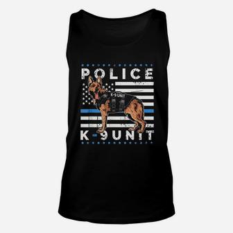 K9 Police Officer American Flag Thin Blue Line Unisex Tank Top | Crazezy CA